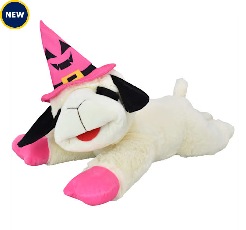 Multipet International Lamb Chop Halloween Jumbo with Pink Jack O Lantern Witch Hat Dog Toy, X-La... | Petco