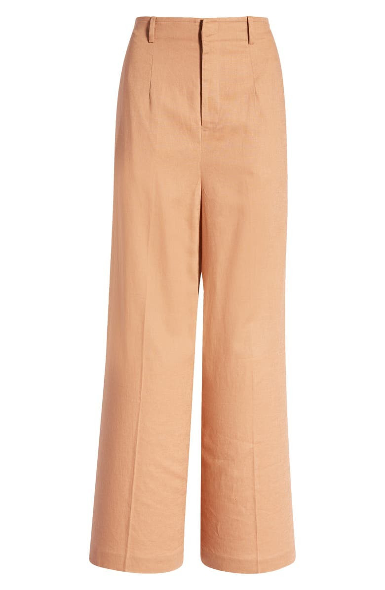 Open Edit Wide Leg Linen Blend Stovepipe Pants | Nordstrom | Nordstrom