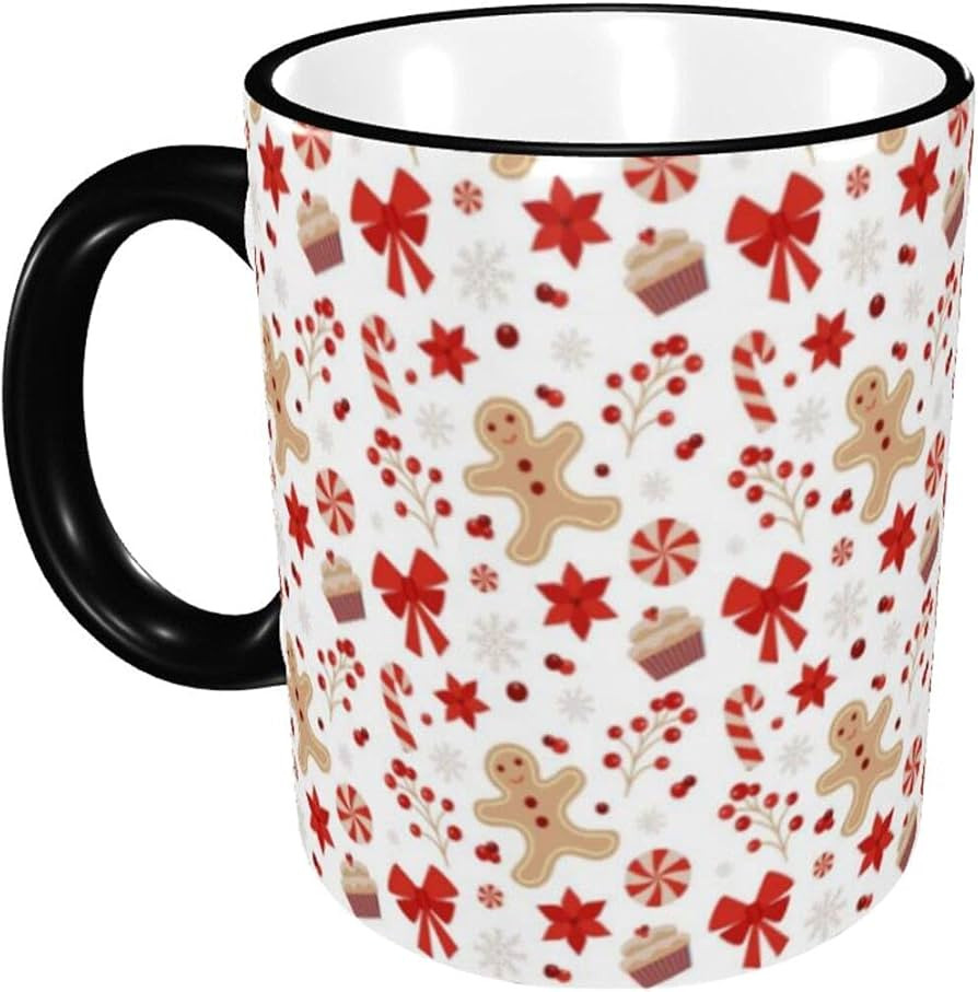 Christmas Gingerbread Man Candy Gift Coffee cups DIY Coated Ceramic Mug ​for Soup, Tea, Milk, L... | Amazon (US)