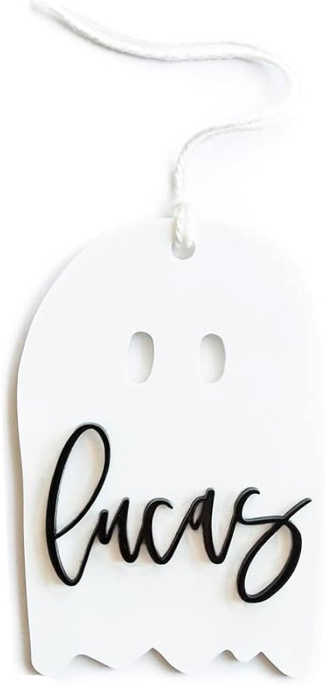 The Cotton & Canvas Co. Personalized Name Ghost Gift Tag, Halloween Basket Marker, Acrylic Gift T... | Amazon (US)