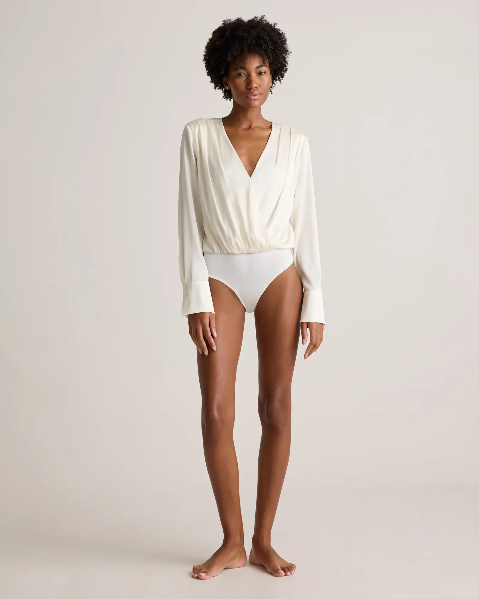 Washable Stretch Silk Surplice Bodysuit | Quince