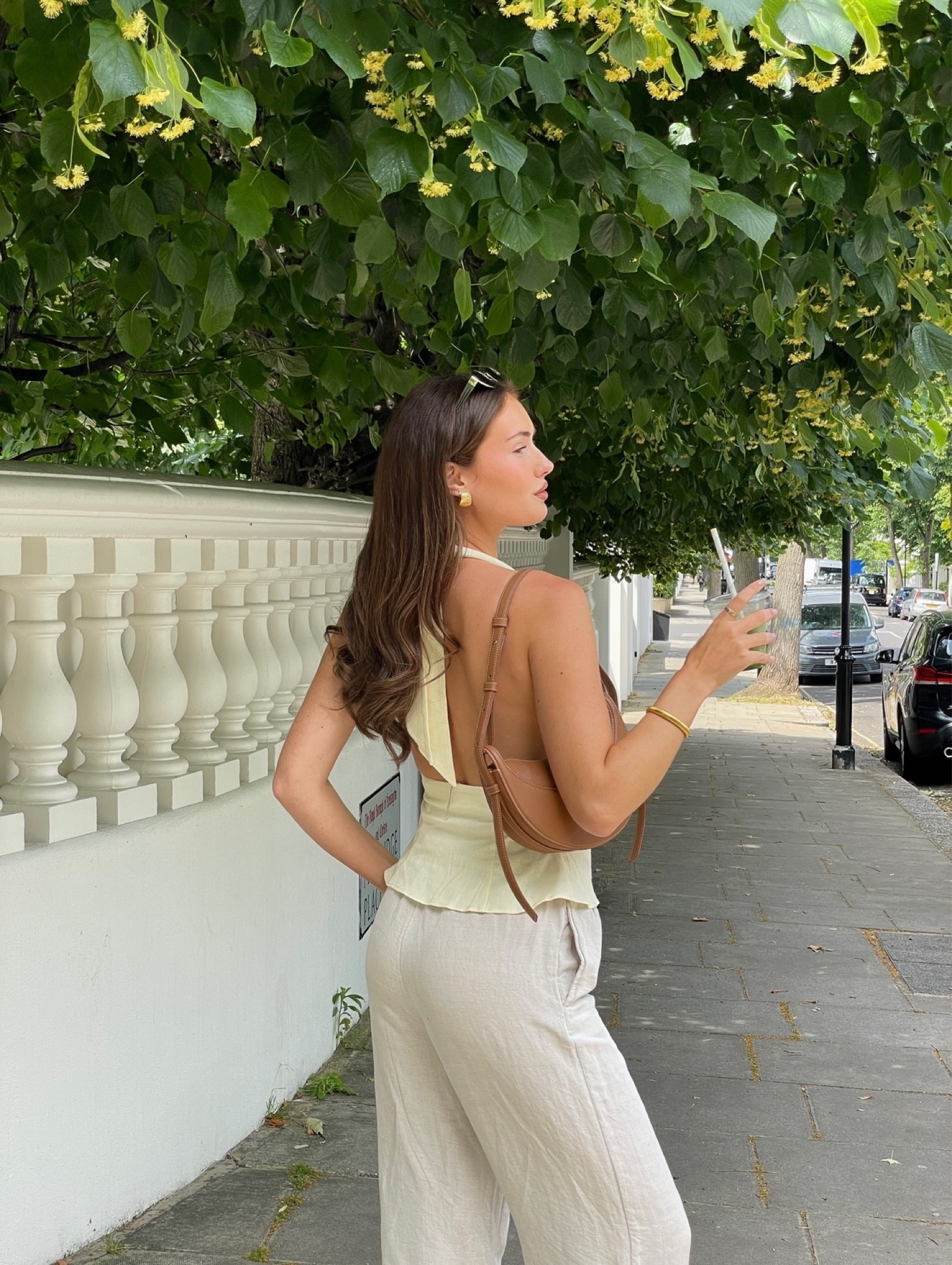 backless top, butter yellow, butter yellow top, meshki top, linen trousers, heatwave outfit, pull and bear sunglasses, Celine sunglasses dupe, summer outfit inspo

#LTKsummer #LTKstyletip #LTKeurope