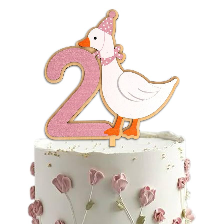 One Silly Goose Cake Topper - Pink Number2 Cake Decoration for Boys and Girls,2nd Birthday White ... | Amazon (US)