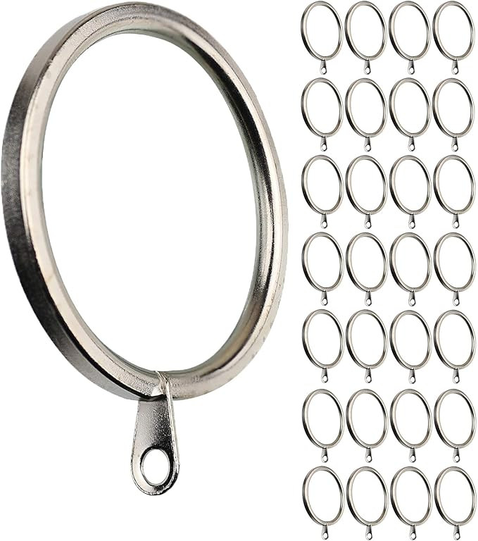MERIVILLE 28 pcs Satin Nickel 1.5-Inch Inner Diameter Metal Curtain Rings with Eyelets, Fits Up t... | Amazon (US)