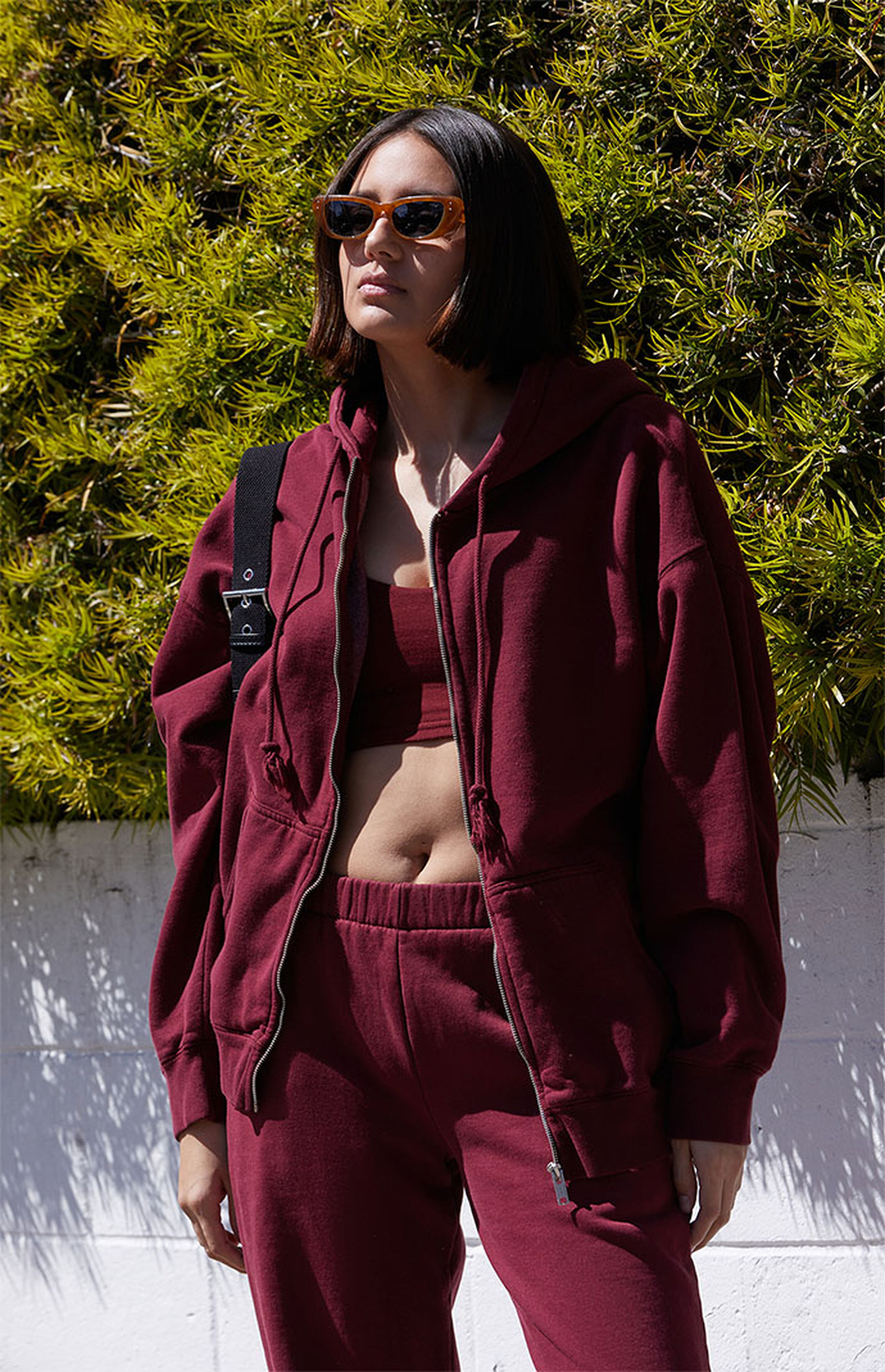 John Galt Burgundy Full Zip Hoodie | PacSun