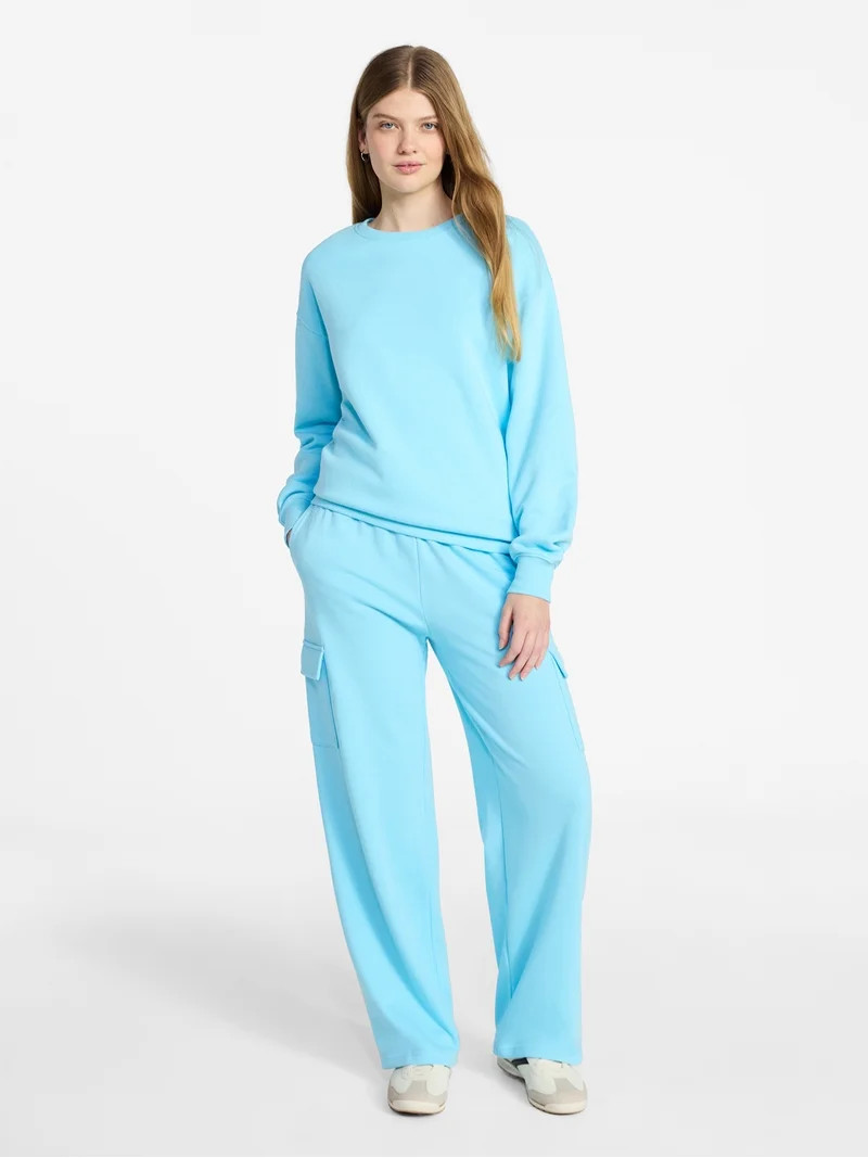 No Boundaries French Terry Cargo Pants, 30" Inseam, Women's XXS-XXL | Walmart (US)