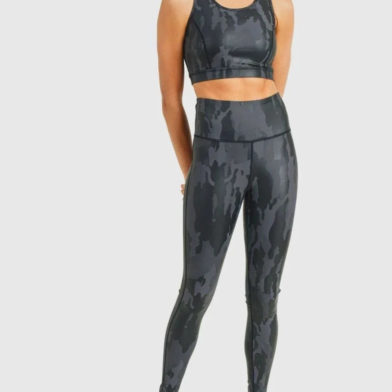 Mono B Clothing Sierra Camo High-Rise Leggings - Grey - S | Verishop