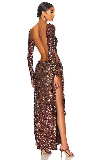 The Gabrielle Dress in Choc Sequins | Revolve Clothing (Global)