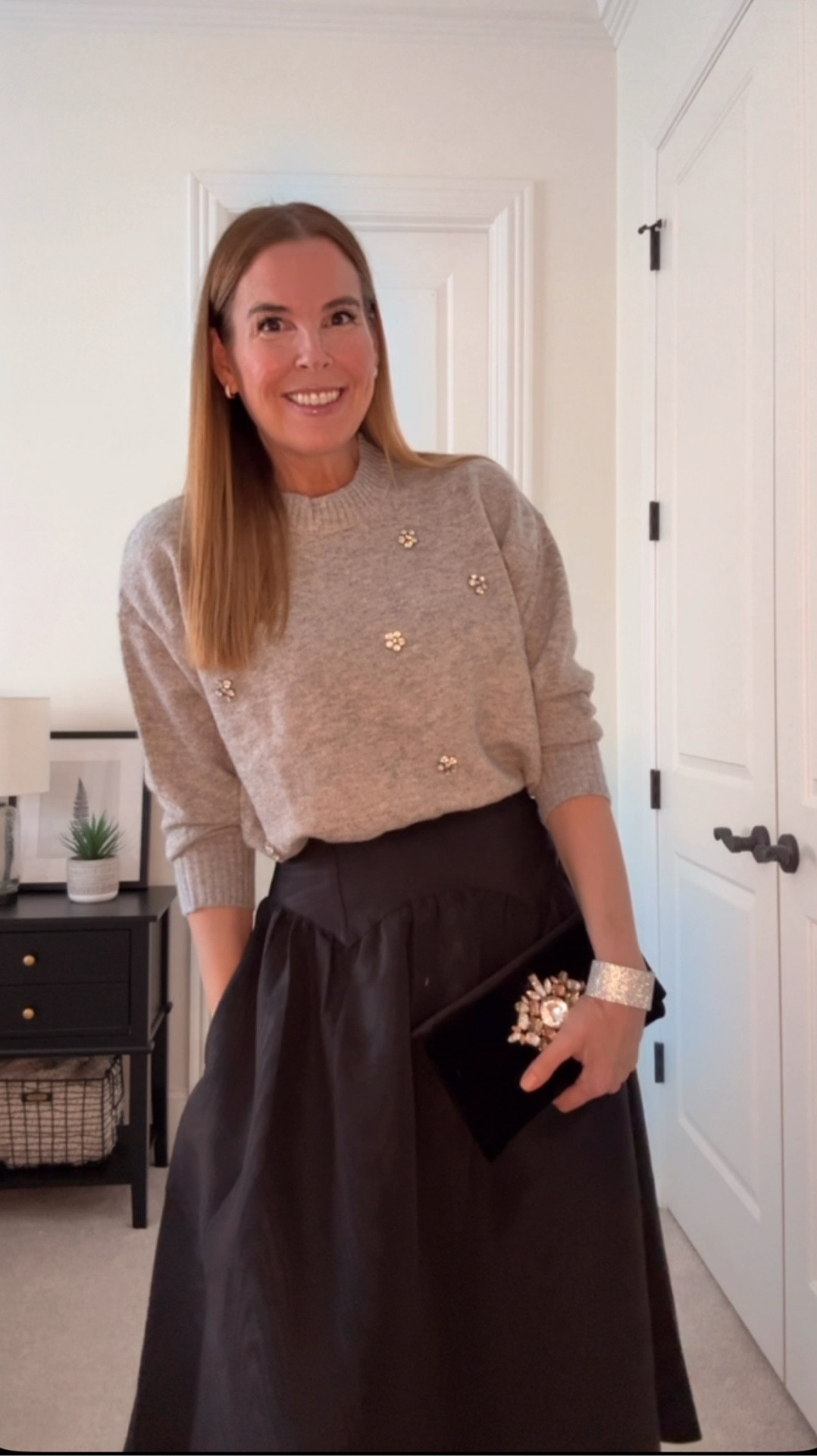 Ladies!!!! This is such a great holiday look and it’s under $60! The sweater is insanely soft with such pretty embellishment. It’s all comfortable to wear and perfect for the upcoming season. I am wearing a small in both. 

#LTKHoliday #LTKFindsUnder50 #LTKFindsUnder100