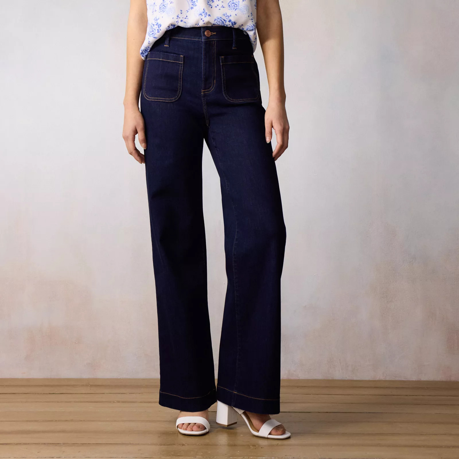 Women's LC Lauren Conrad Super High Rise Wide Leg Denim Trousers, Size: 6, Superlight Blue | Kohl's