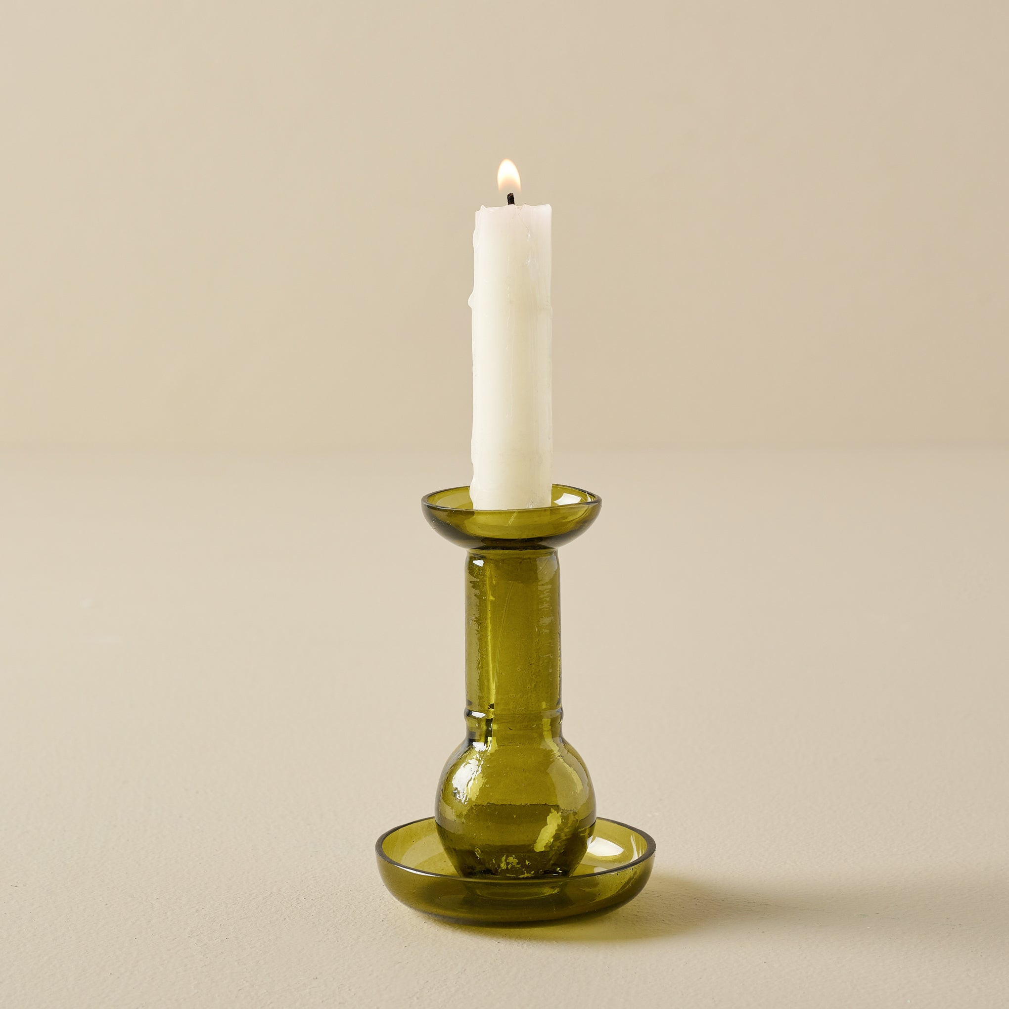 Olive Glass Taper Holder | Magnolia