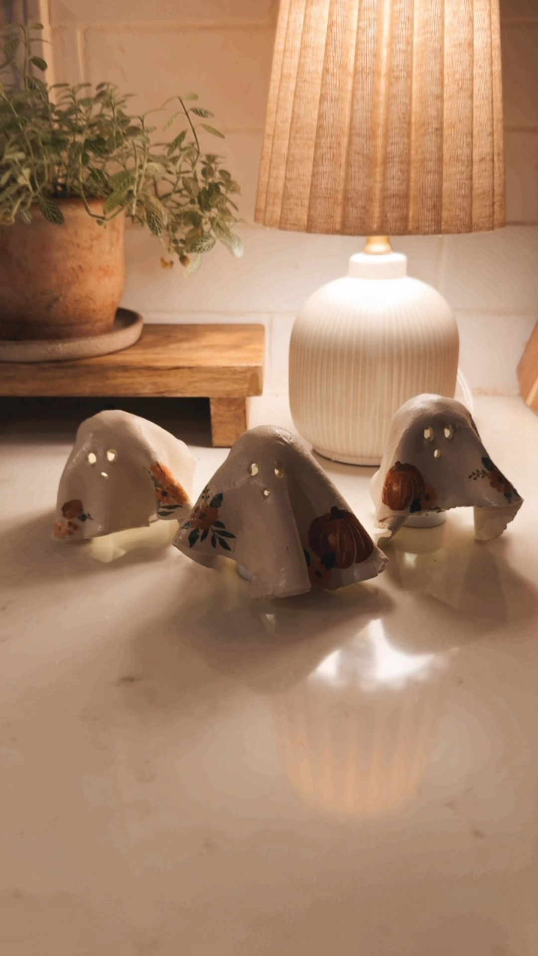 Air dry clay ghosts 👻🍂 These were so fun and easy to make! 

#LTKFamily #LTKHome #LTKSeasonal