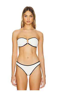 Seafolly Ring Front Bandeau Bikini Top in Ecru from Revolve.com | Revolve Clothing (Global)