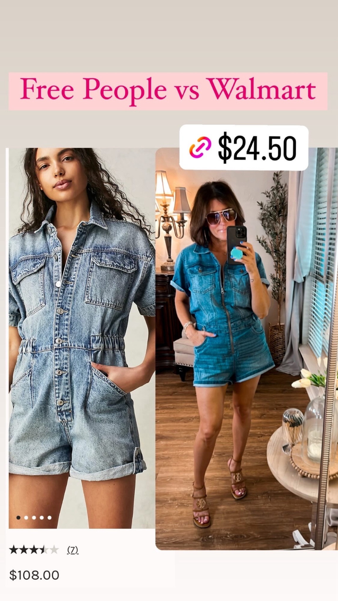 Walmart denim romper.  

#LTKstyletip #LTKover40 #LTKfindsunder50