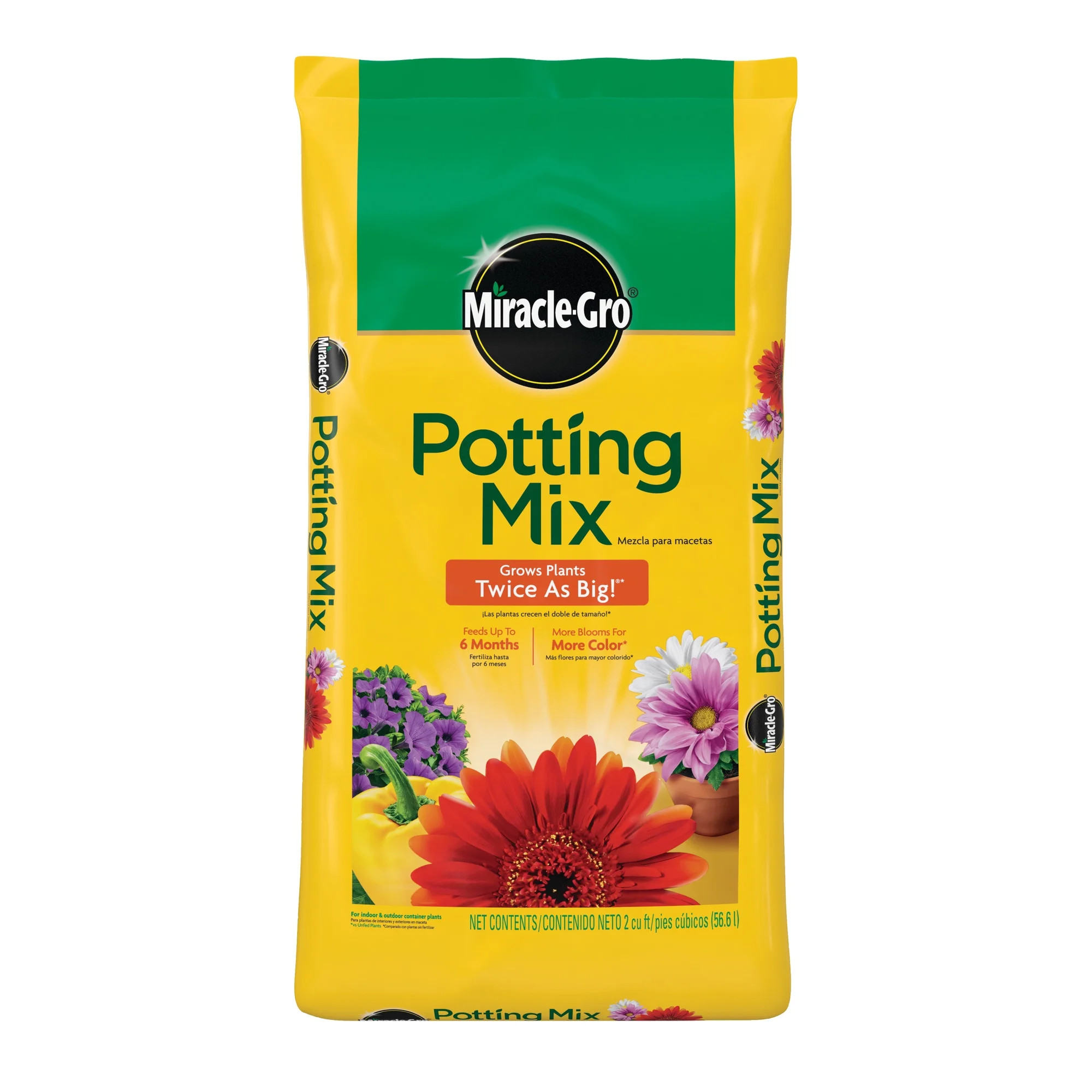 Miracle-Gro Potting Mix, 2 cu. ft., Feeds Plants up to 6 Months | Walmart (US)