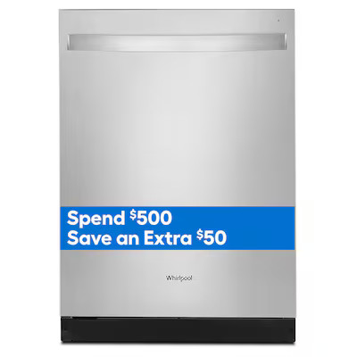 Whirlpool Top Control 24-in Built-In Dishwasher With Third Rack (Fingerprint Resistant Stainless ... | Lowe's