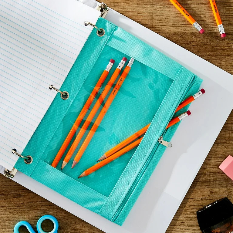 Pen+Gear Solid Polyester Binder Pouch Pencil Case, Teal, 10.25" x 7.25" | Walmart (US)