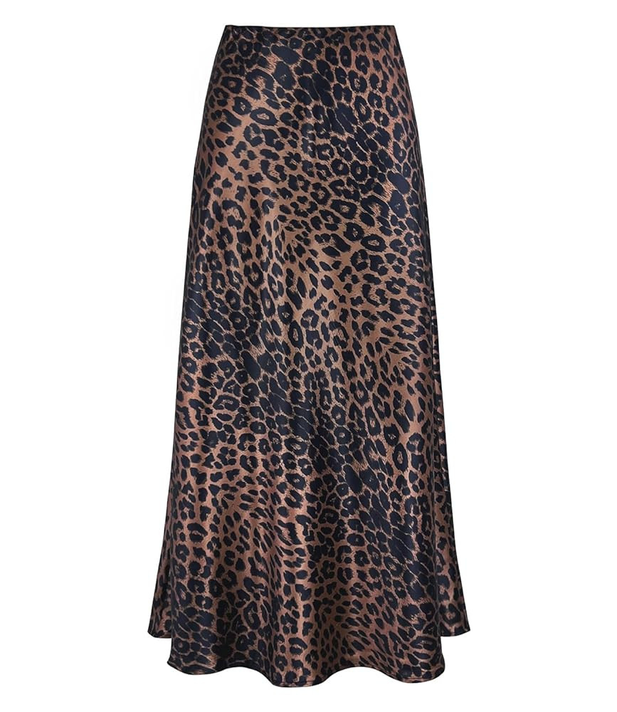 Women's Satin High Waisted Maxi Skirts Hidden Elasticized Waistband A Line Long Skirt | Amazon (US)