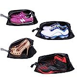 YAMIU Travel Shoe Bags Set of 4 Waterproof Nylon with Zipper for Men & Women, Black | Amazon (US)