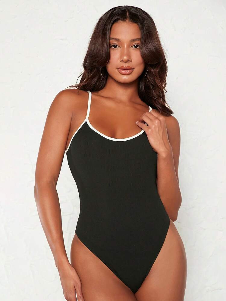New
     
      SHEIN BASICS Contrast Binding Cami Bodysuit | SHEIN