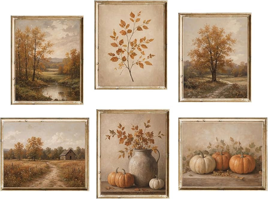 Vintage Fall Wall Art Decor Prints, Autumn Pumpkin Posters for Living Room | Amazon (CA)