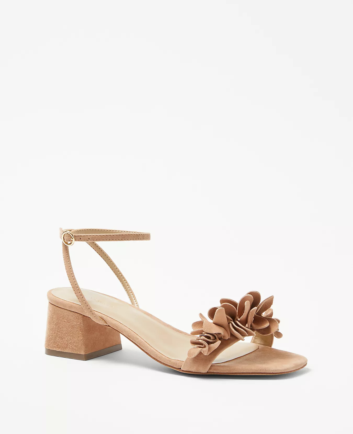 Petaled Suede Block Heel Sandals | Ann Taylor | Ann Taylor (US)