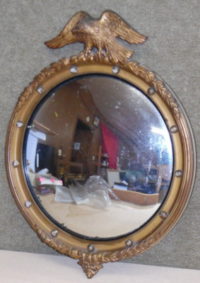 Antique Federal Style Gold Wood Eagle Frame Convex Bullseye Mirror  - 28" Tall | eBay US
