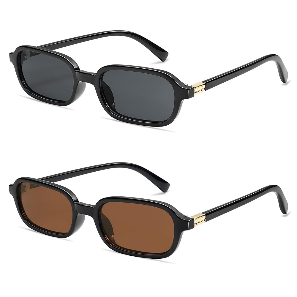 Retro Rectangular Sunglasses for Women Vintage Fashion Trendy Funny Small 90s Square Sunnies 2025... | Amazon (US)