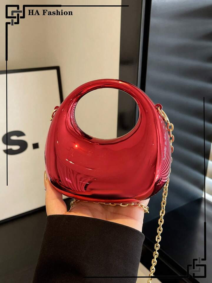 Acrylic Crescent Moon Box Shaped Handbag, Fashionable Versatile Chain Shoulder Crossbody Bag, Sui... | SHEIN
