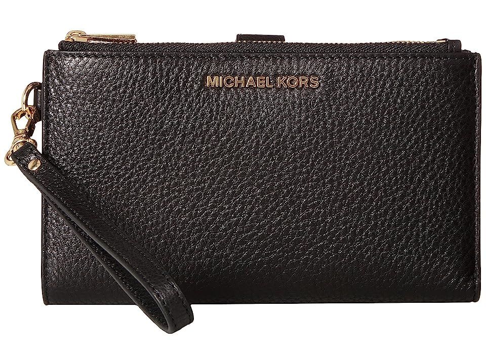 MICHAEL Michael Kors Adele Double-Zip Wristlet 7+ (Black) Wristlet Handbags | Zappos