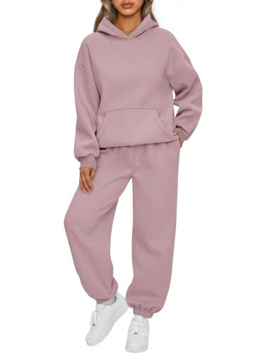 AUTOMET Sweatsuits Women 2 Piece Outfit Lounge Two Piece Sets Fall Fashion 2025 Tracksuits Oversized Sweatshirt and Sweatpants Casual Teen Girls Clothing DarkPink XL | Amazon (US)
