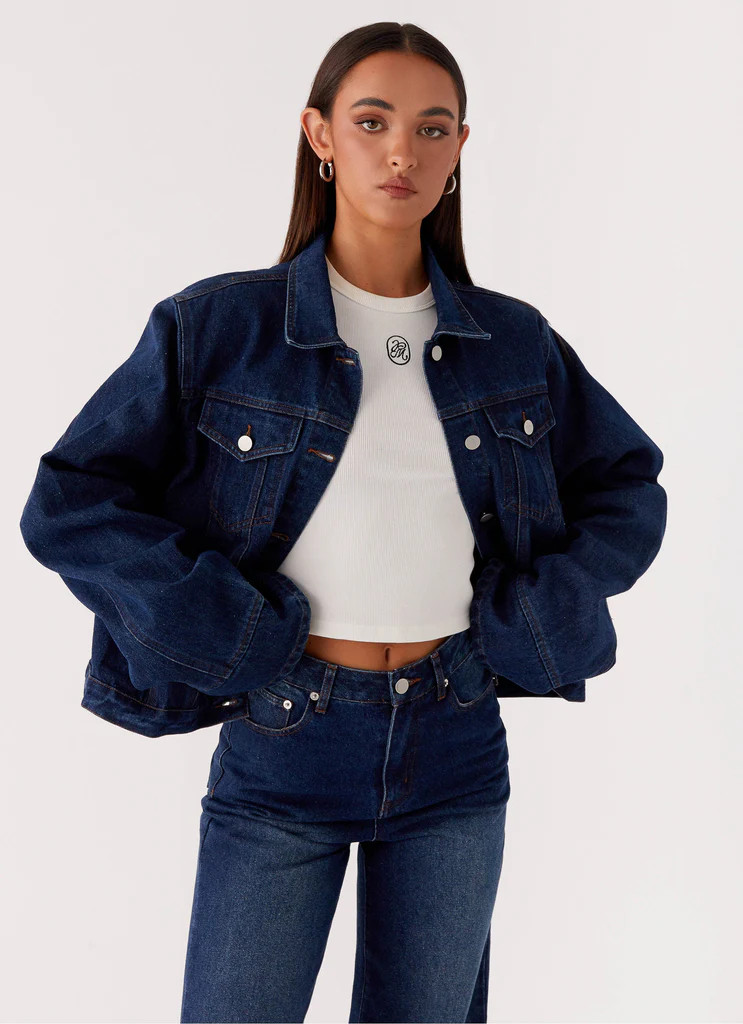 Back Again Oversized Denim Jacket - Vintage Blue | Peppermayo (Global)