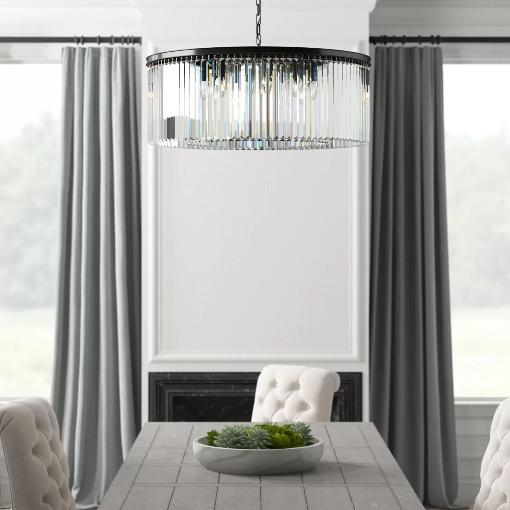 Kratika 12 - Light Unique Drum Chandelier with Wrought Iron Accents | Wayfair North America