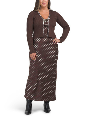 Dot Satin Dress With Cardigan | TJ Maxx