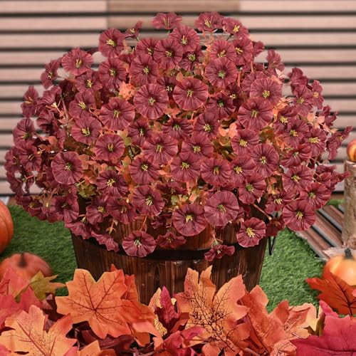 14 Bundles Artificial Mums for Outdoors, Faux Mums for Outdoor Planters | Amazon (US)