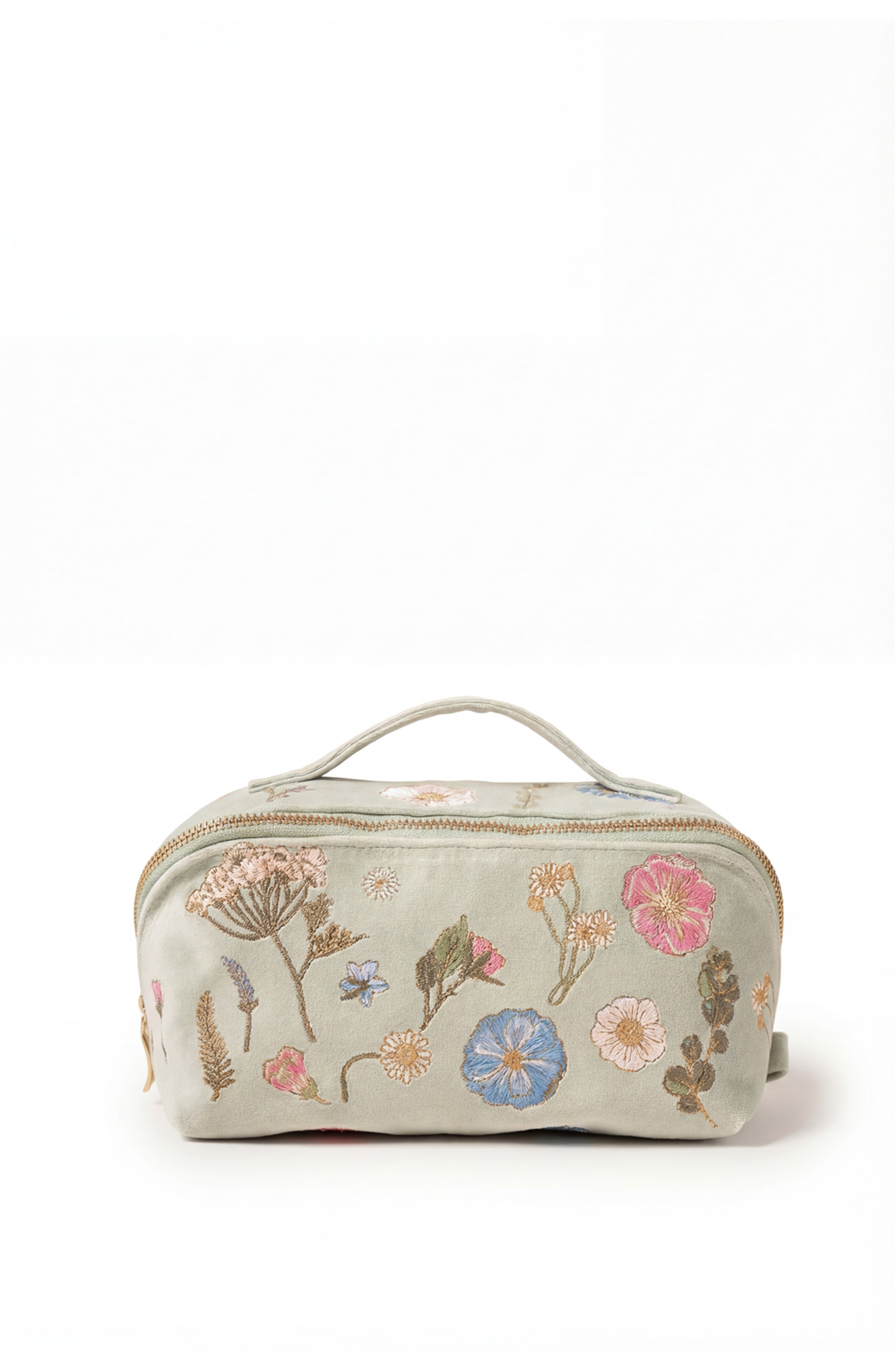 Pressed Flowers Velvet Open Flat Makeup Bag | Nordstrom