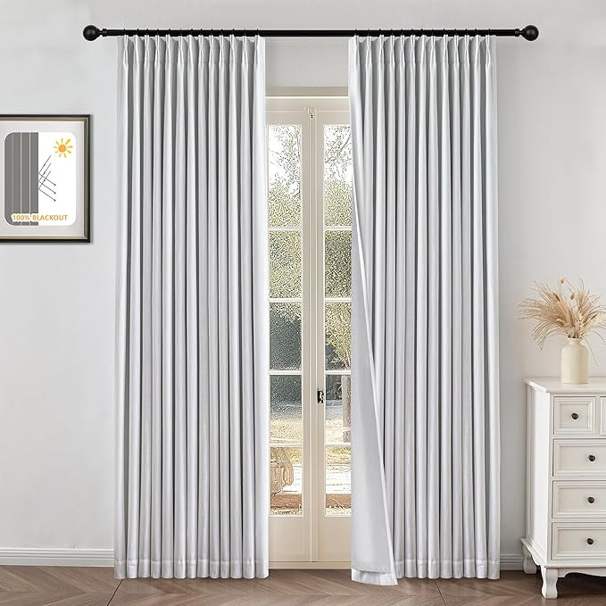 MYSKY HOME White Blackout Curtains 90 inches Long Pinch Pleated Curtains for Living Room Bedroom ... | Amazon (US)