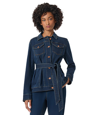 Jones New York Women's Belted Denim Trucker Jacket - Macy's | Macy's