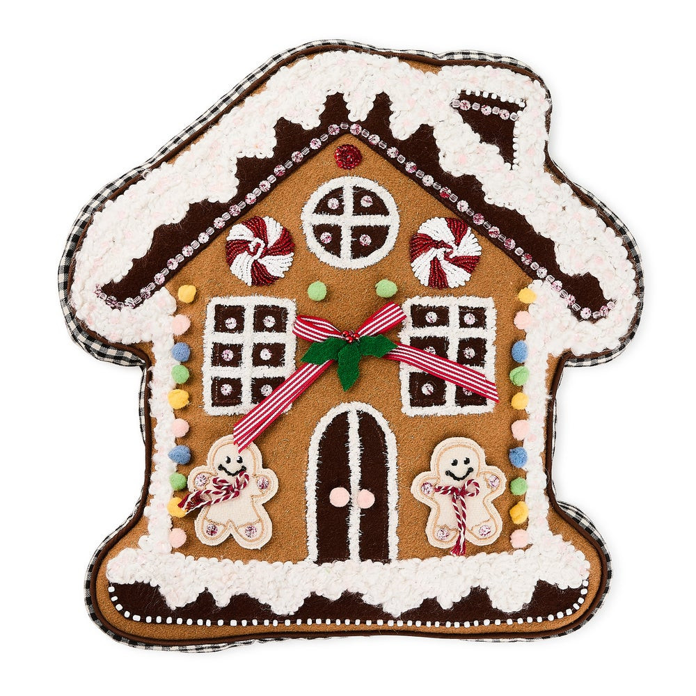 Gingerbread House Shaped Throw Pillow | MacKenzie-Childs