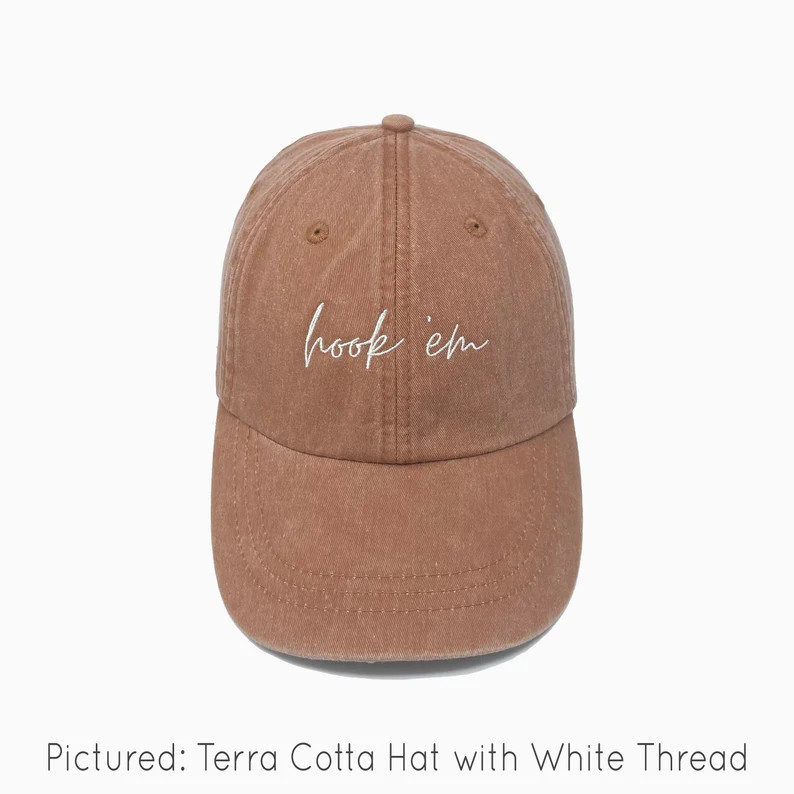 Hook ‘em Embroidered Pigment-dyed Baseball Cap (moontime Font) - ADULT SIZING - Etsy | Etsy (US)
