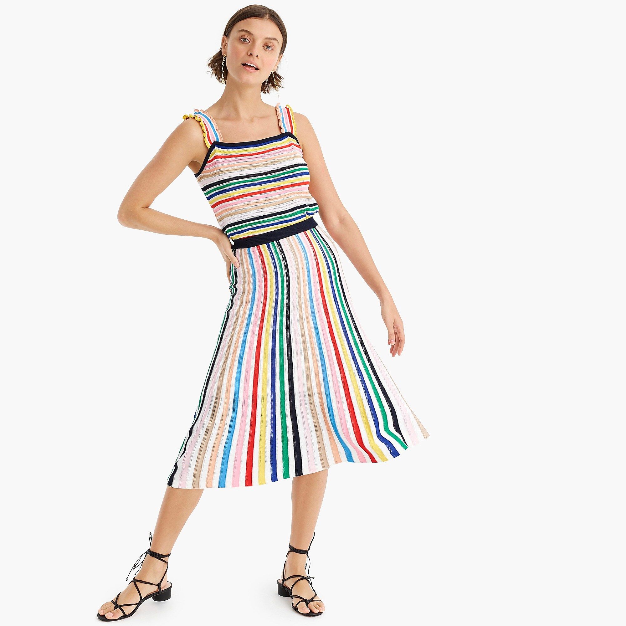 Pull-on flare skirt in rainbow stripe | J.Crew US