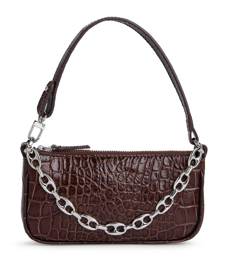 BY FAR Mini Croc-Embossed Leather Rachel Shoulder Bag | Harrods