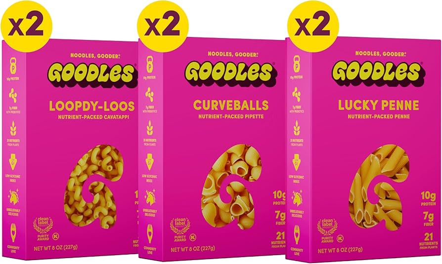 GOODLES Pasta Variety Pack 6 Pack, 8oz - 10g Protein, 7g Fiber with Prebiotics, 21 Plant-Based Nu... | Amazon (US)