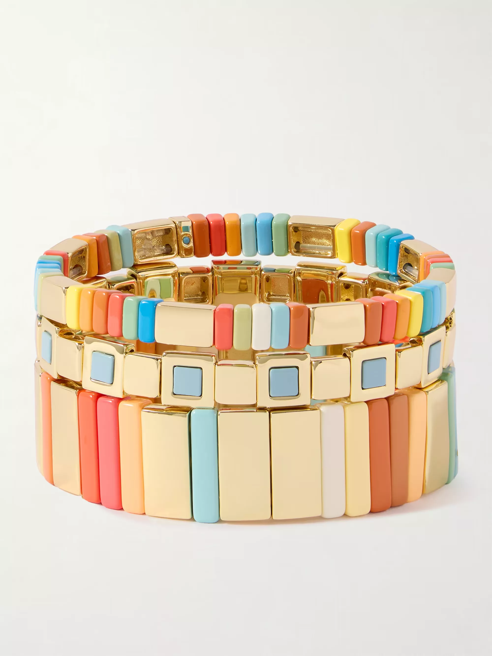 ROXANNE ASSOULIN La Sponda set of three gold-tone and enamel bracelets | NET-A-PORTER | NET-A-PORTER (US)