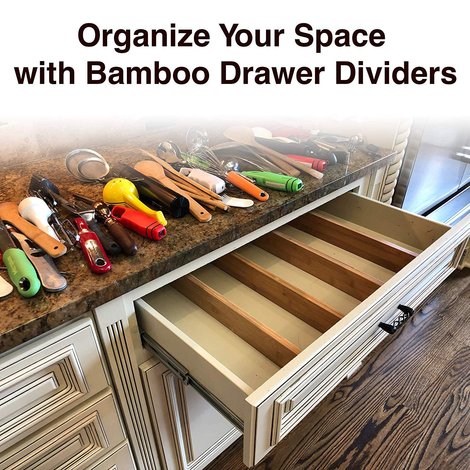 Adjustable Bamboo Drawer Dividers Organizers - Expandable Drawer Organization Separators For Kitc... | Amazon (US)