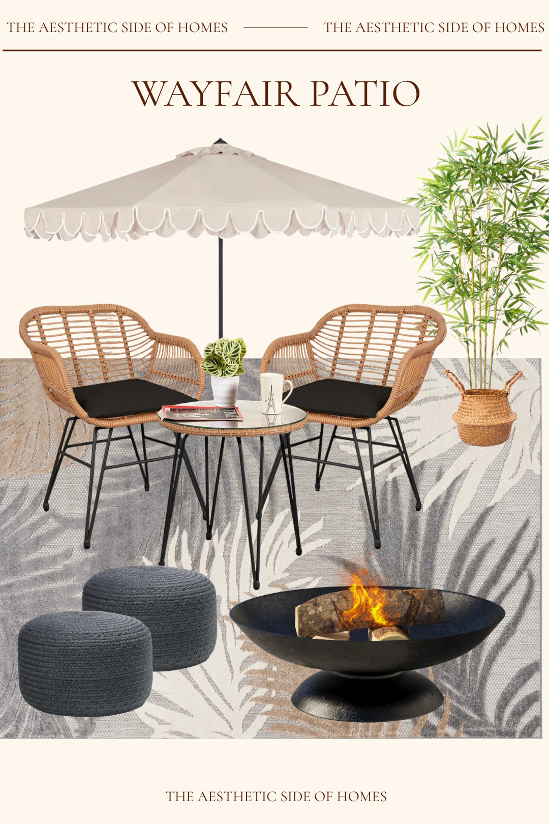 I love these palm leaf rug with the darker accents for a patio makeover. 

 #LTKSeasonal #LTKHome