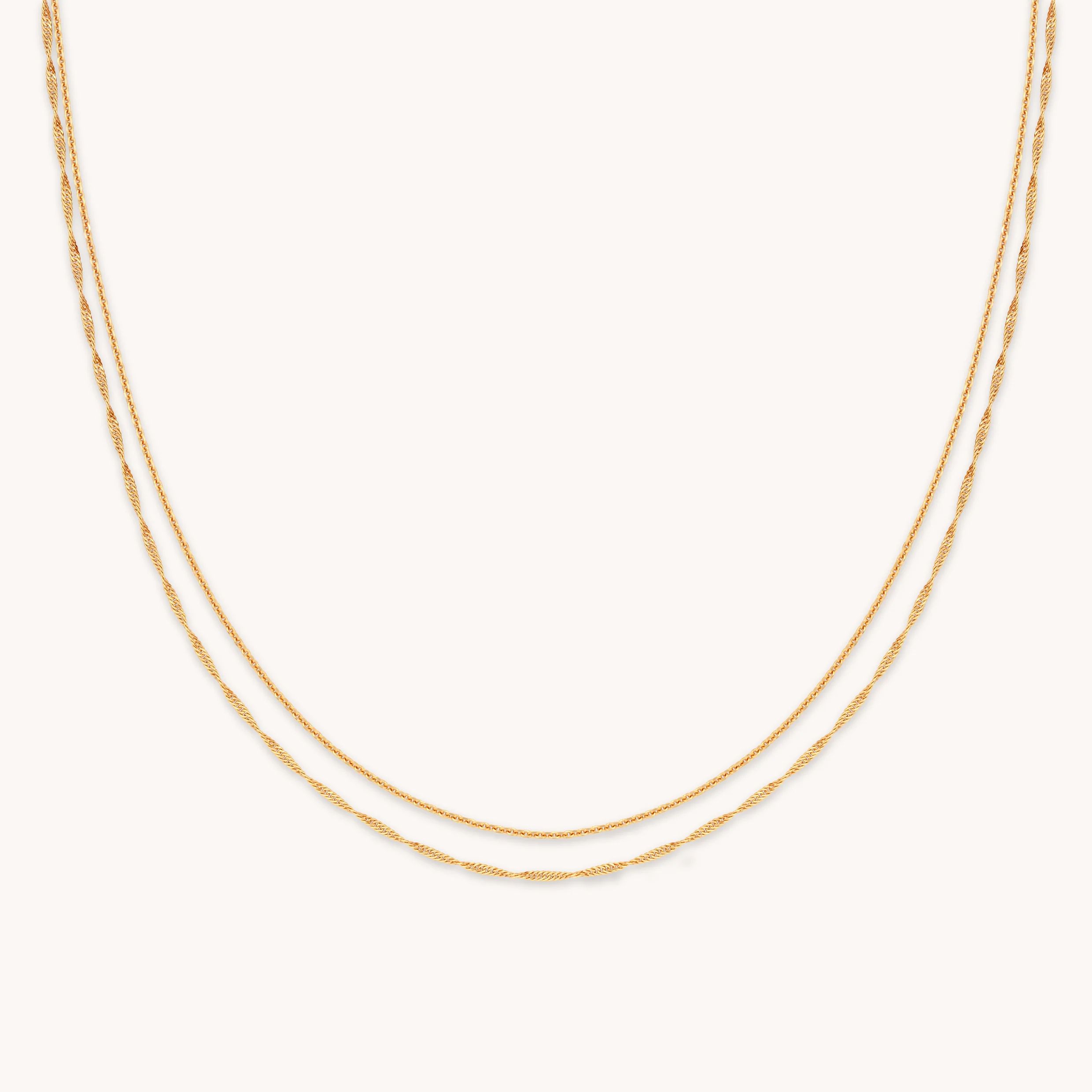 Illusion Twist Double Chain Necklace in Gold | Astrid & Miyu EU