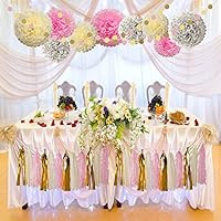 Tissue Pom Poms Paper Flowers Tissue Tassel Paper Garland Pink Cream Glitter Gold Kit 23 Pcs for ... | Amazon (US)