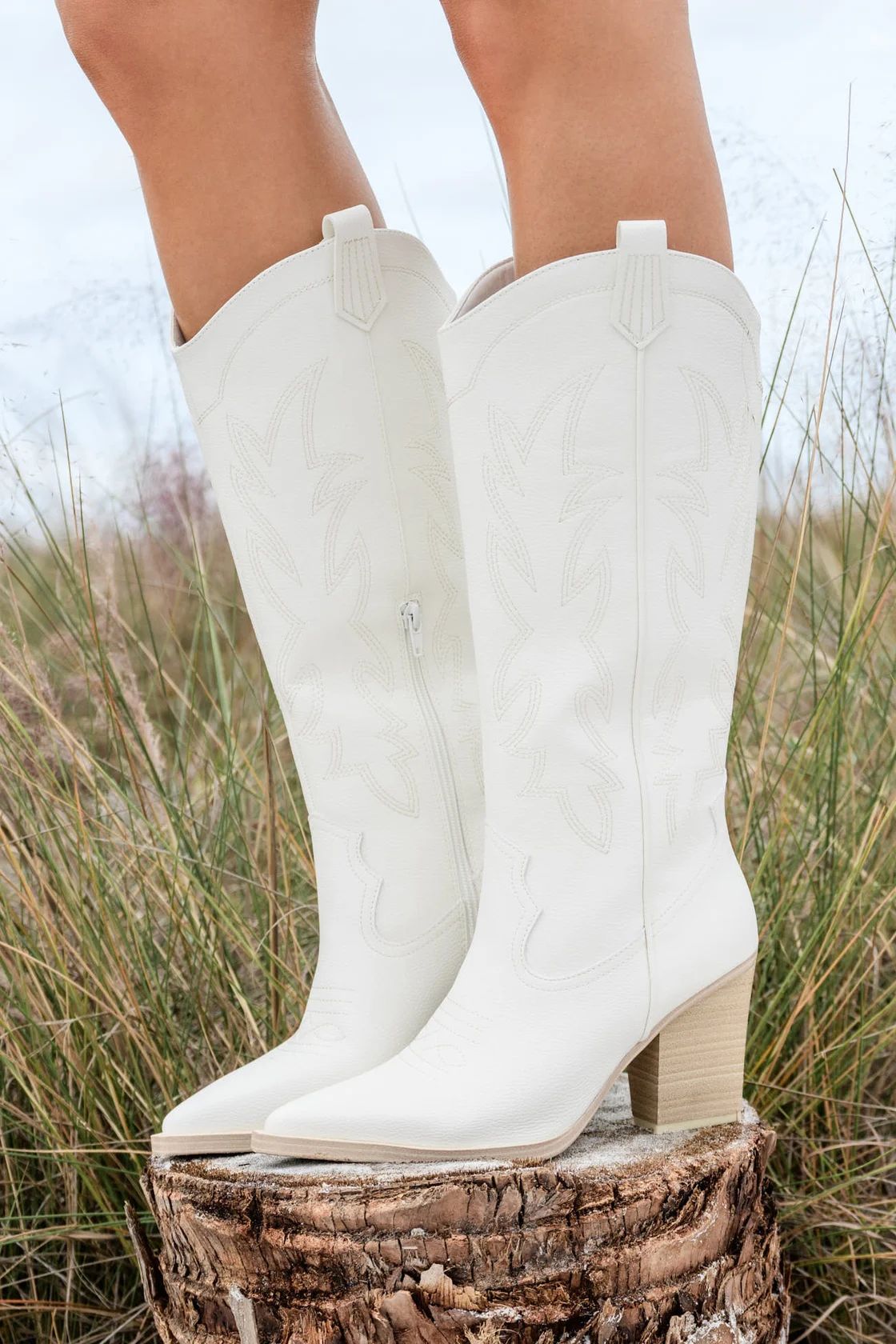 Kaitlynn Western Boots in White | Altar'd State