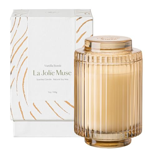LA JOLIE MUSE Vanilla Bomb Candle, Candle Gifts for Women&Men, Natural Soy Candles for Home Scented, Luxury Jar Candle, 40 Hours Burning Time, 7oz | Amazon (US)